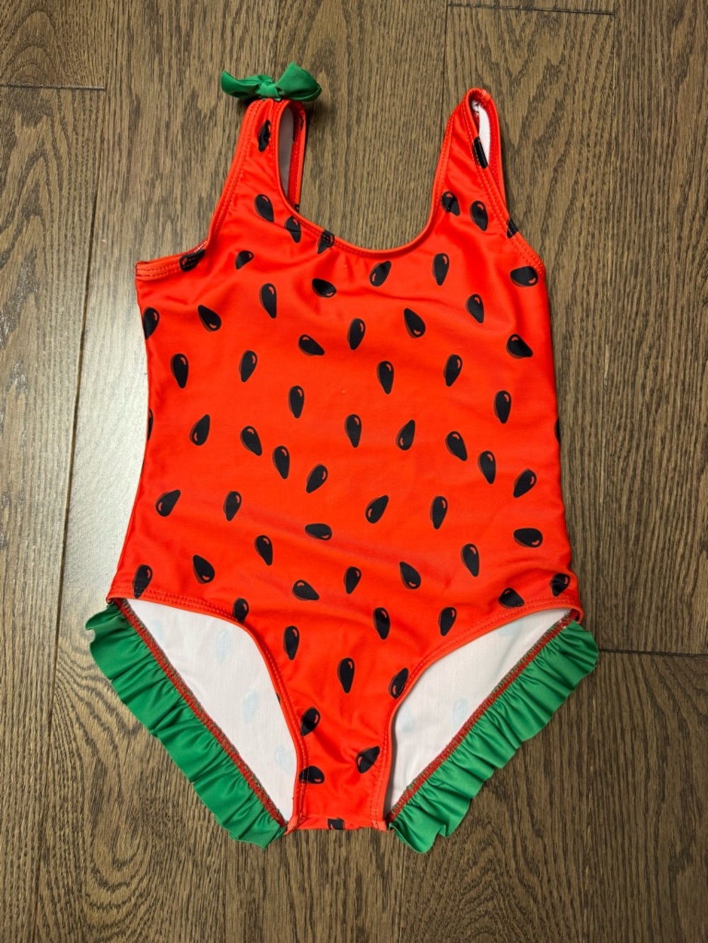 Girls' Watermelon Print One-Piece Swimsuit - Red/Green 4/5